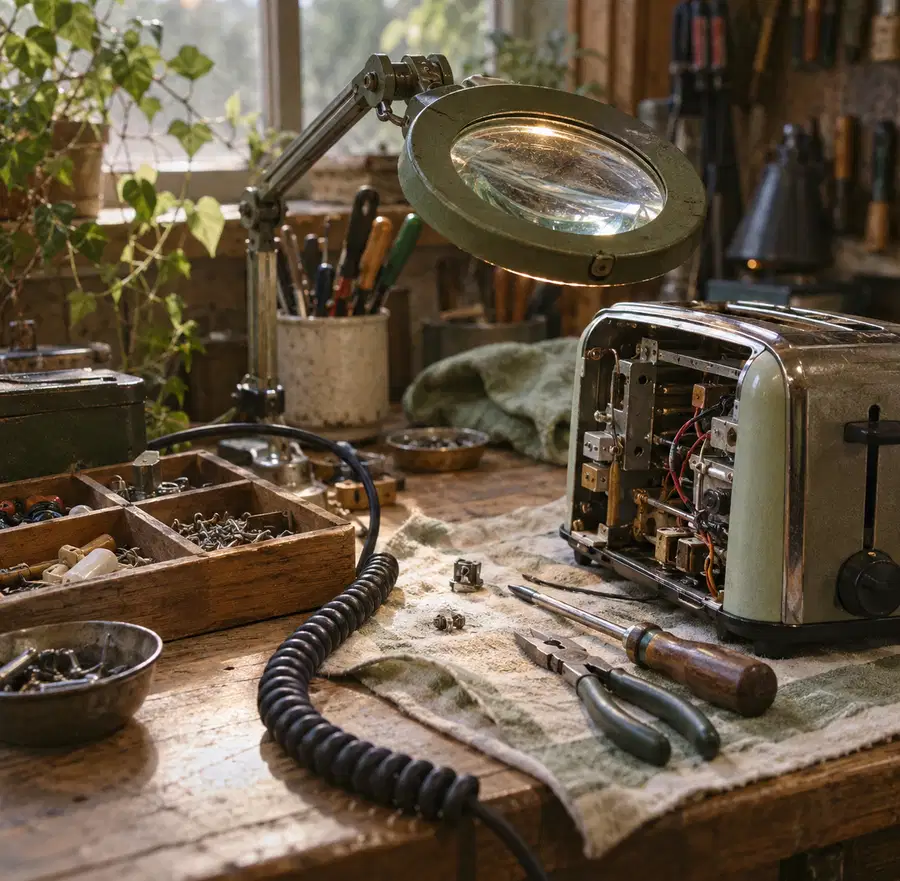 Illustration of repair businesses equipment and workspace